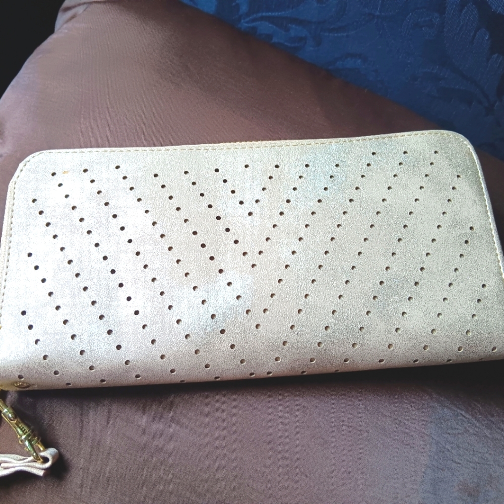 Slightly Sparkly Woven-Chain Wristlet Wallet